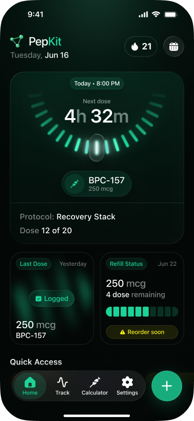 PepKit Tracking screen